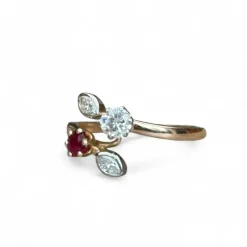 Bague Toi et Moi rubis diamants