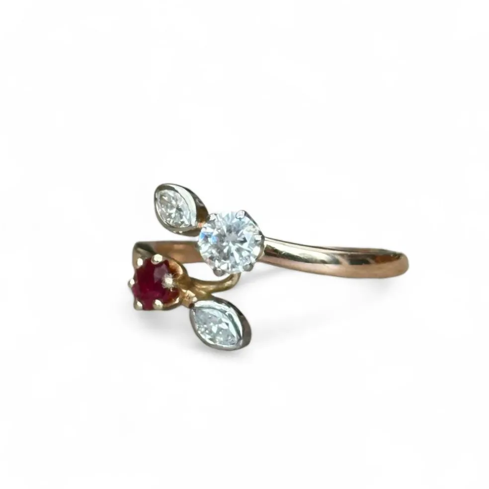 Bague Toi et Moi rubis diamants