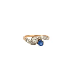 Bague Toi et Moi, saphir, diamants