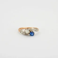 Bague Toi et Moi, saphir, diamants