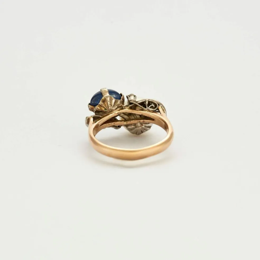Bague "Toi et Moi" saphir et perle