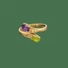 Bague Toi et Moi vintage péridot améthyste