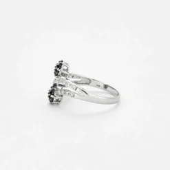 Bague Toi et Moi Vintage or blanc diamants noirs et blanc