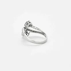 Bague Toi et Moi Vintage or blanc diamants noirs et blanc