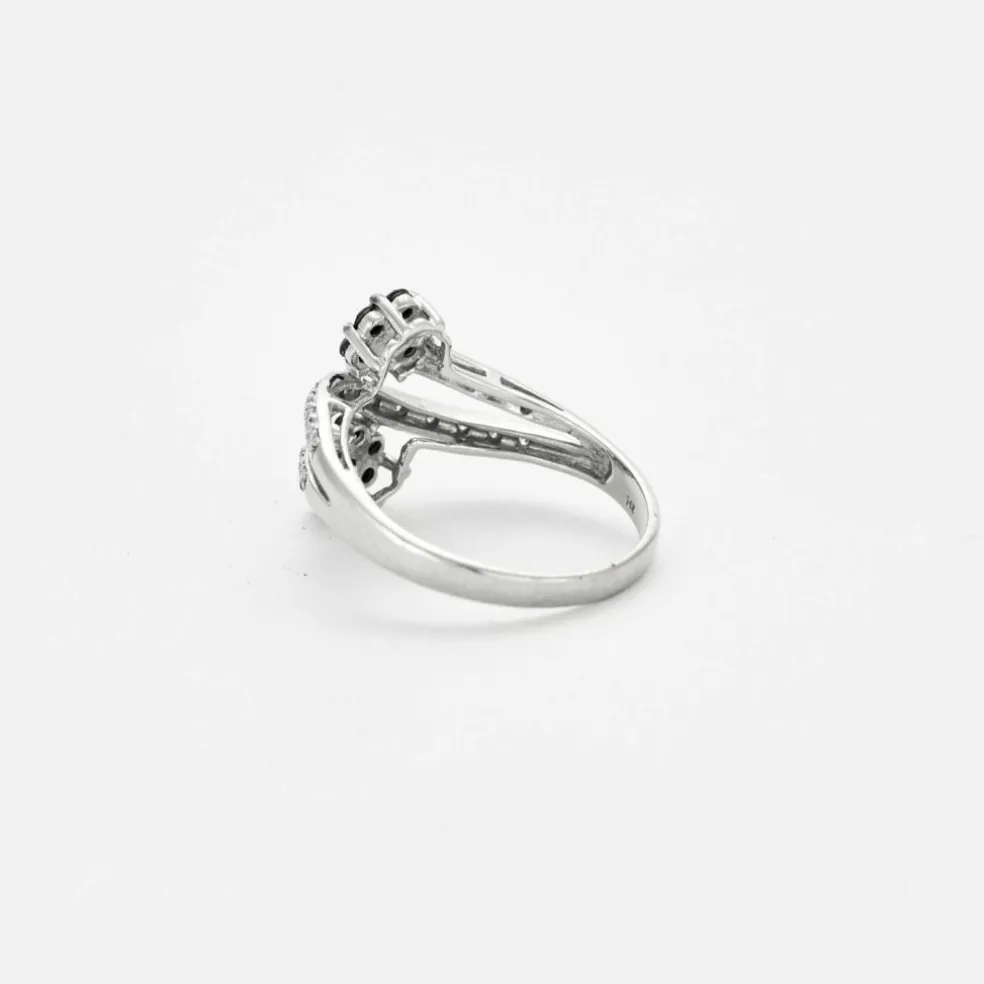 Bague Toi et Moi Vintage or blanc diamants noirs et blanc