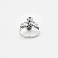 Bague Toi et Moi Vintage or blanc diamants noirs et blanc