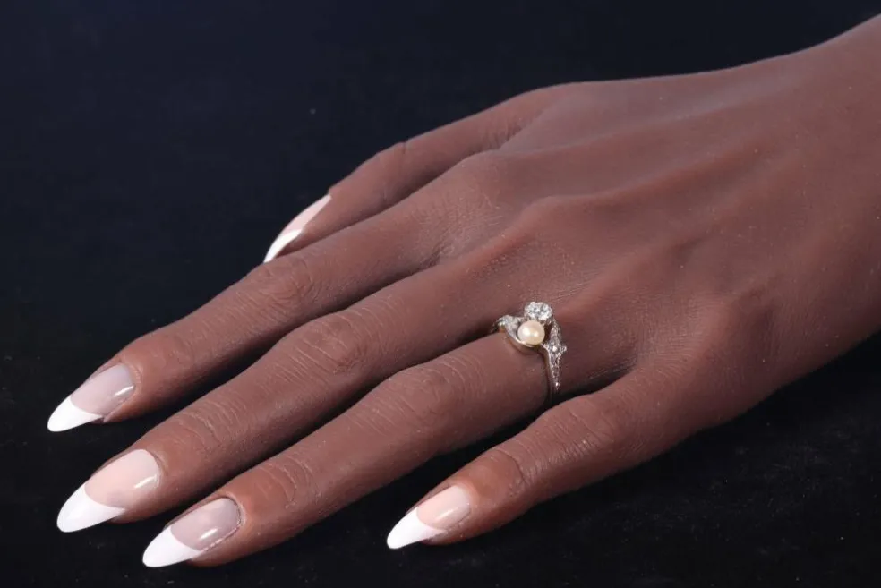 Bague toi-et-moi diamant et perle