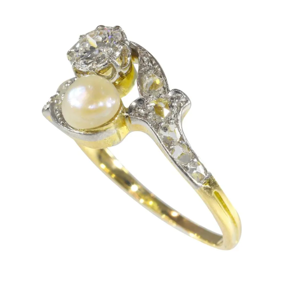 Bague toi-et-moi diamant et perle