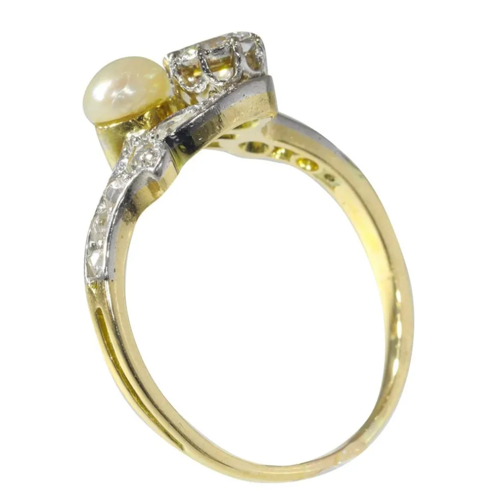Bague toi-et-moi diamant et perle