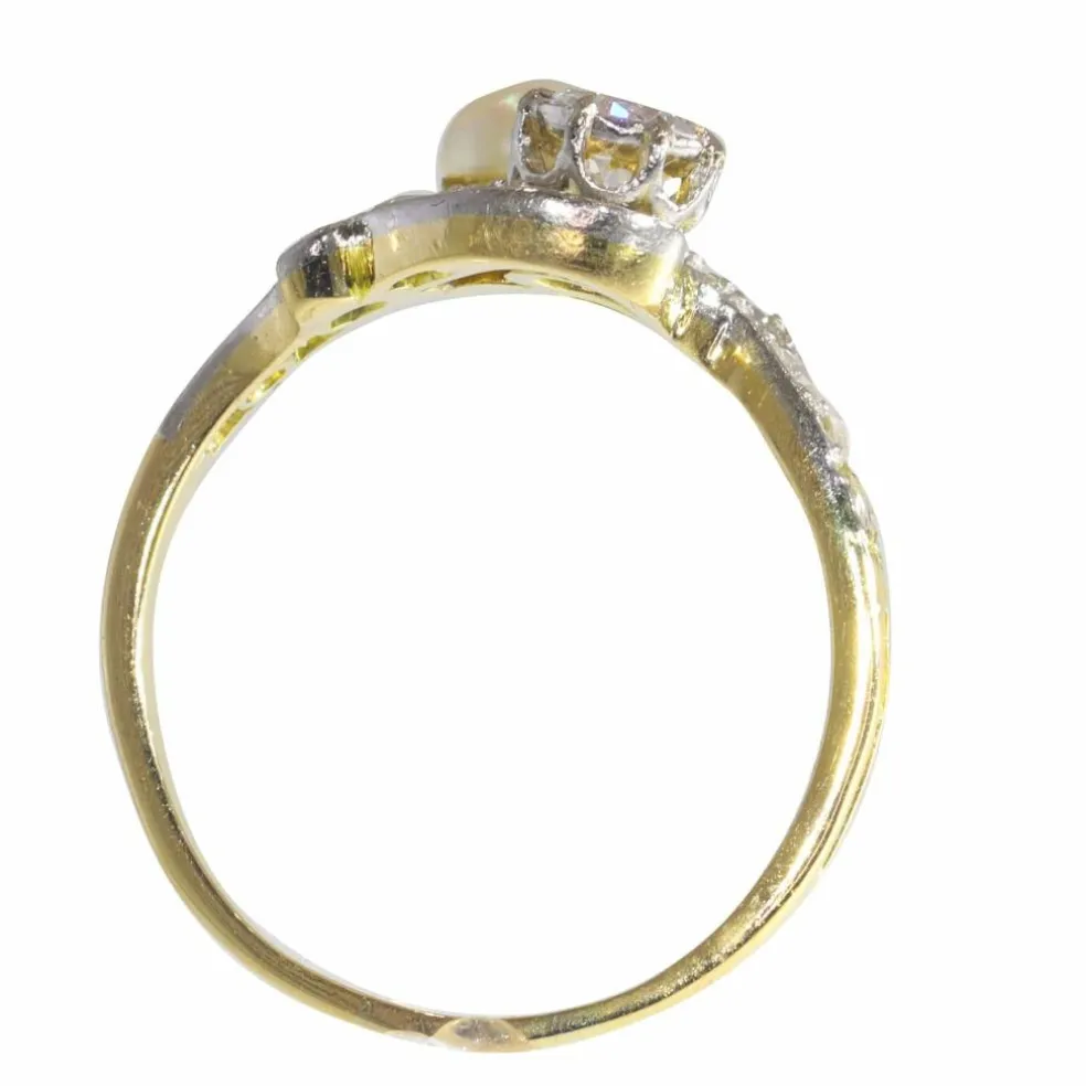 Bague toi-et-moi diamant et perle