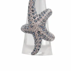 Bague étoile de mer or blanc saphirs et diamants