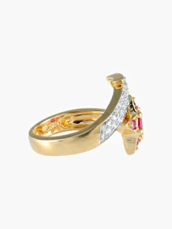 Bague étoile filante rubis diamants or jaune