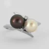 Bague Toi&Moi or gris, perles de culture