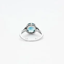 Bague Topaze Bleu London Diamants Or Blanc