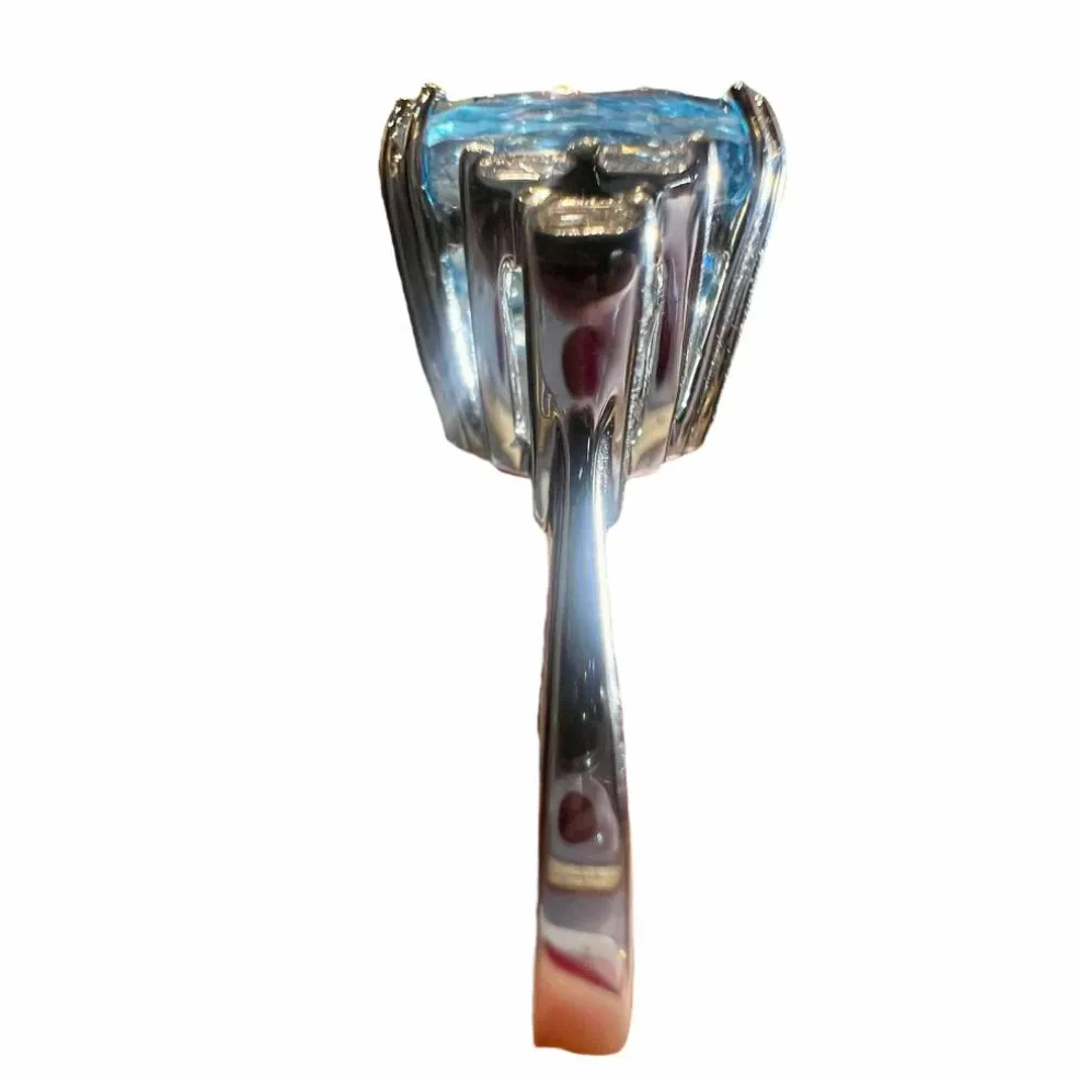 Bague Topaze Bleue 9.08 Ct Diamants