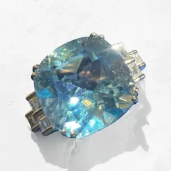 Bague Topaze Bleue 9.08 Ct Diamants