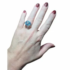 Bague Topaze Bleue 9.08 Ct Diamants