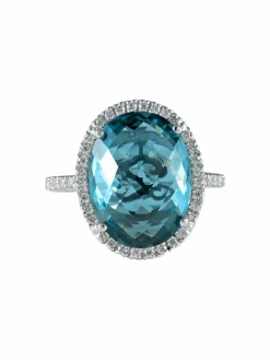 Bague Topaze bleue Diamants