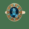 Bague topaze bleue émeraude or rose