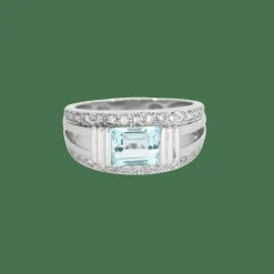 Bague topaze diamants or blanc