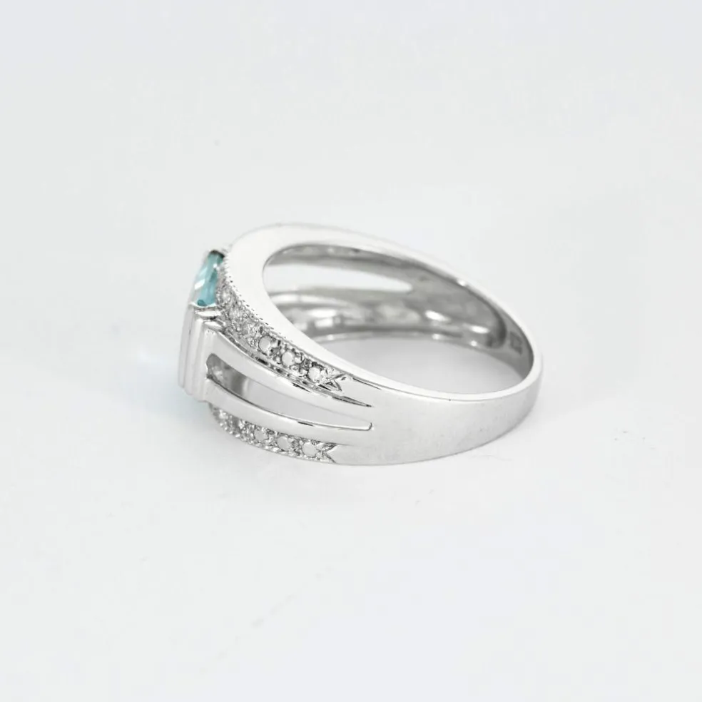 Bague topaze diamants or blanc