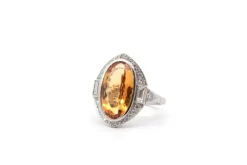 Bague topaze naturelle 7,03cts et diamants