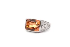 Bague topaze naturelle 8,24cts et diamants