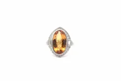 Bague topaze naturelle 7,03cts et diamants