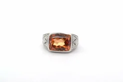 Bague topaze naturelle 8,24cts et diamants