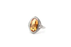 Bague topaze naturelle 7,03cts et diamants