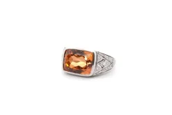 Bague topaze naturelle 8,24cts et diamants