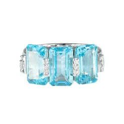 Bague Topazes bleues Diamants
