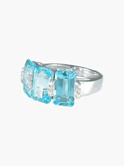 Bague Topazes bleues Diamants