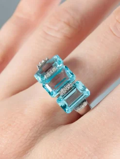 Bague Topazes bleues Diamants
