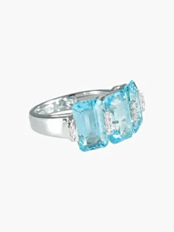 Bague Topazes bleues Diamants
