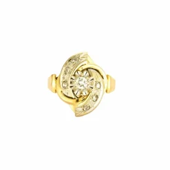 Bague tourbillon marquise or jaune diamants
