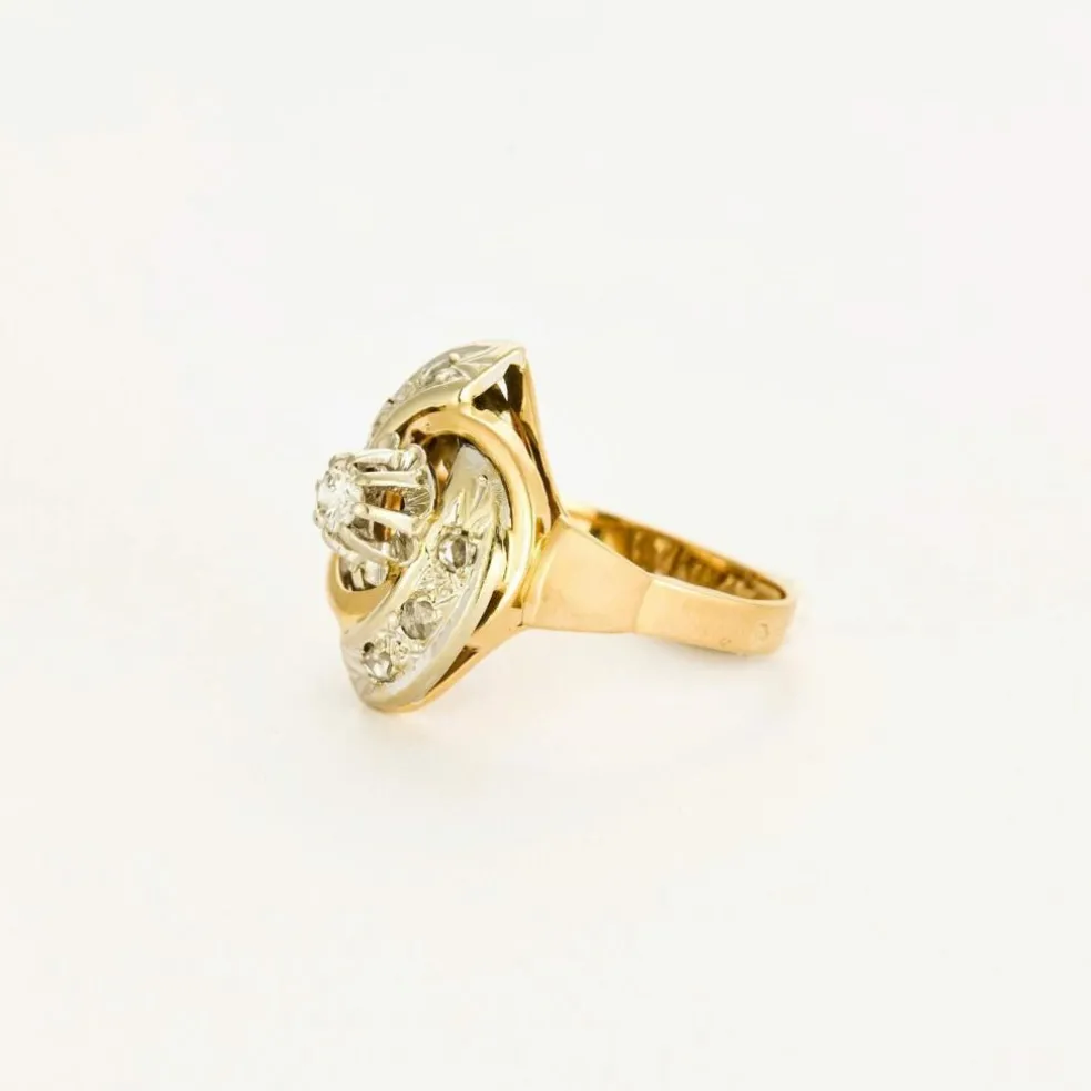 Bague tourbillon marquise or jaune diamants