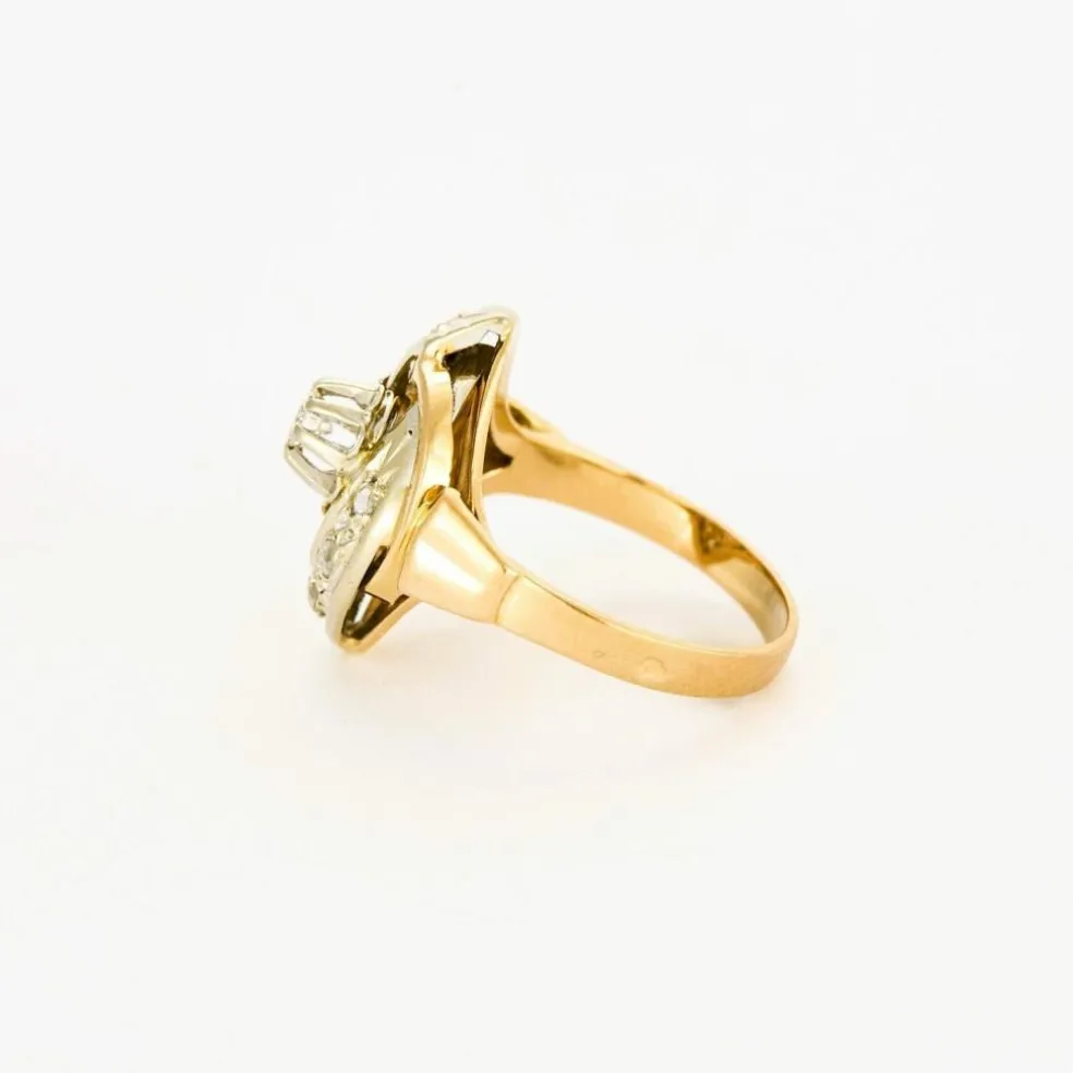 Bague tourbillon marquise or jaune diamants