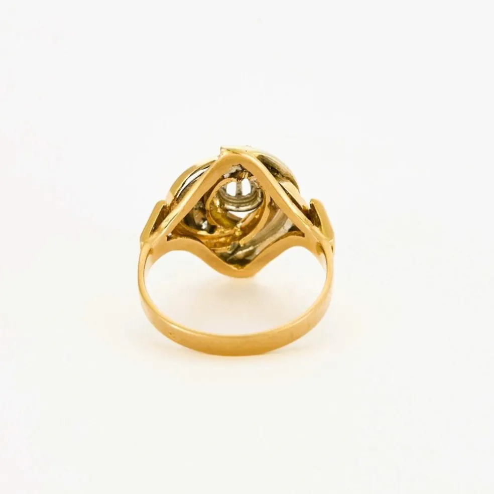 Bague tourbillon marquise or jaune diamants
