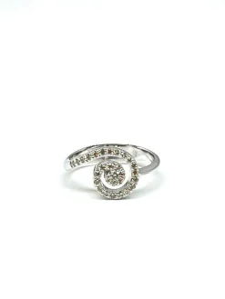 Bague tourbillon or blanc diamants