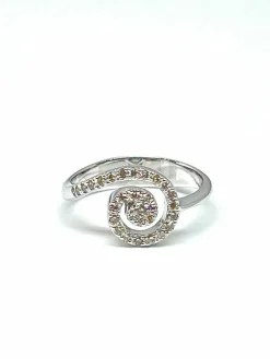 Bague tourbillon or blanc diamants