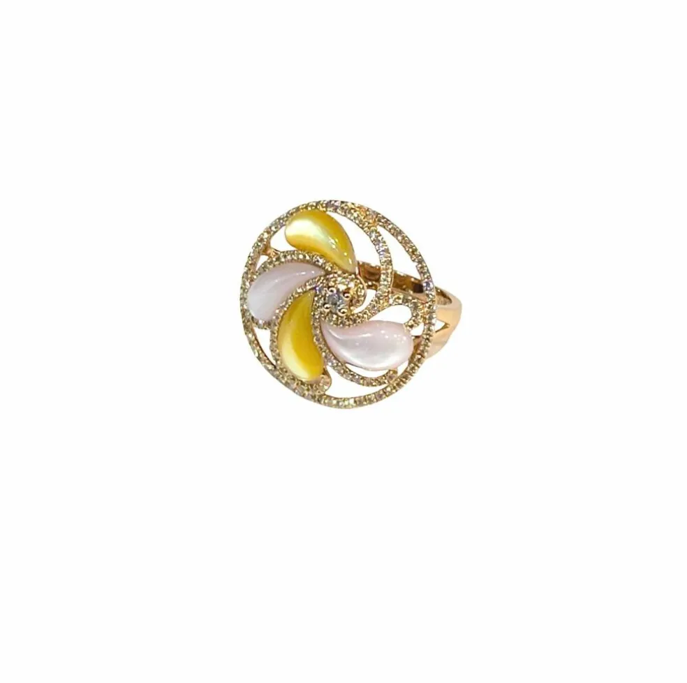 Bague tourbillon or rose , jade et diamants