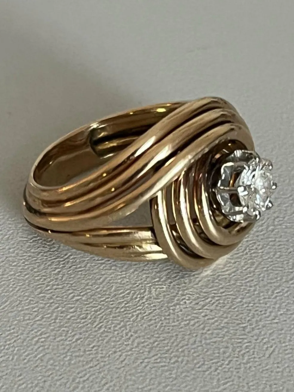 Bague Tourbillon Or Rose Diamant 0,65 ct
