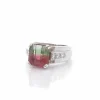 Bague tourmaline bicolore et diamants en platine
