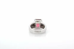 Bague tourmaline bicolore et diamants en platine