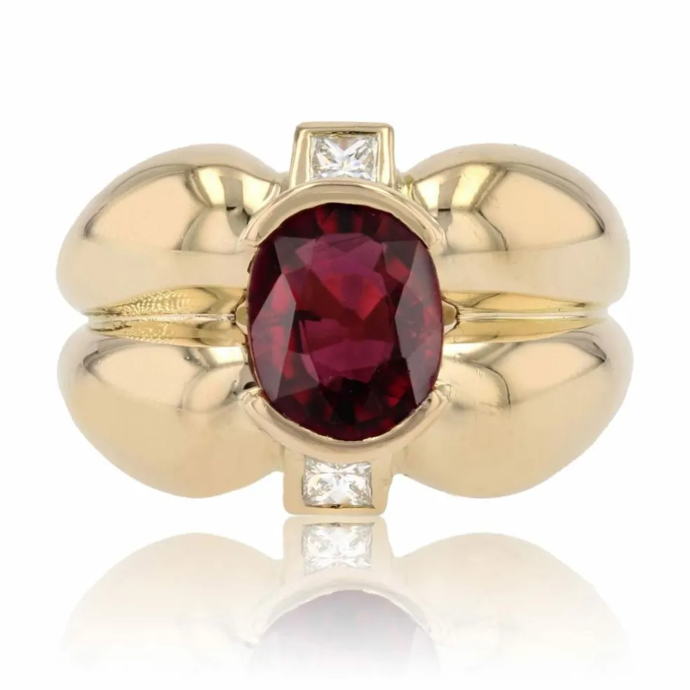 Bague tourmaline et diamants polylobée
