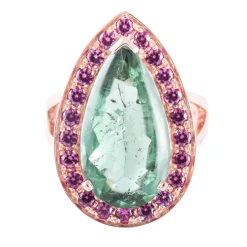 Bague Tourmaline green blue London Spinelles rouges