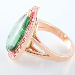 Bague Tourmaline green blue London Spinelles rouges