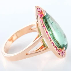 Bague Tourmaline green blue London Spinelles rouges