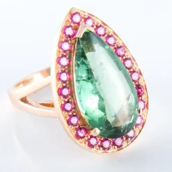 Bague Tourmaline green blue London Spinelles rouges